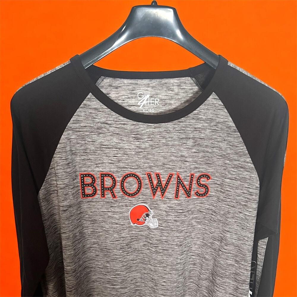 Womens NEW Cleveland Browns NFL Gemstone Long‎ Sleeve Tee Size XL Extra Large